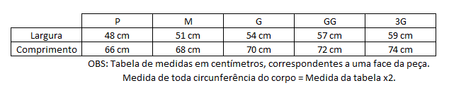 Tabela de Medidas