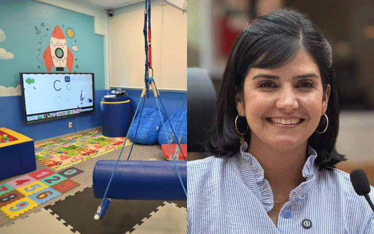 A gestão Audrey Kleys (NOVO) na Secretaria de Educação de Santos foi responsável pela inauguração da primeira sala sensorial para atender estudantes com deficiência da rede pública do município (créditos: reprodução).