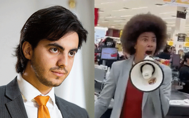 Rodrigo Marcial (à esquerda) destaca que Renato Freitas (à direita) cometeu crime na invasão de um supermercado em Curitiba. O vereador do NOVO pede a investigação do caso pelo MP (créditos: reprodução).