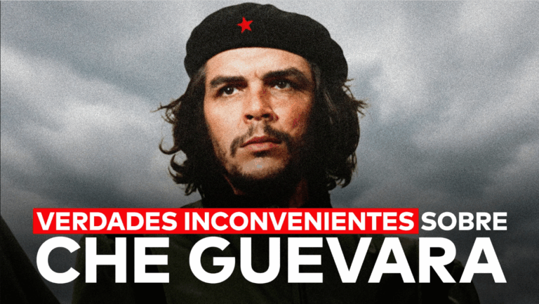 A imagem icónica de Che em pose destemida, com boina preta com estrela, não mostra quem era Che Guevara de fato. Abaixo da sua foto clássica, lê-se o título “verdades inconvenientes sobre Che Guevara”.