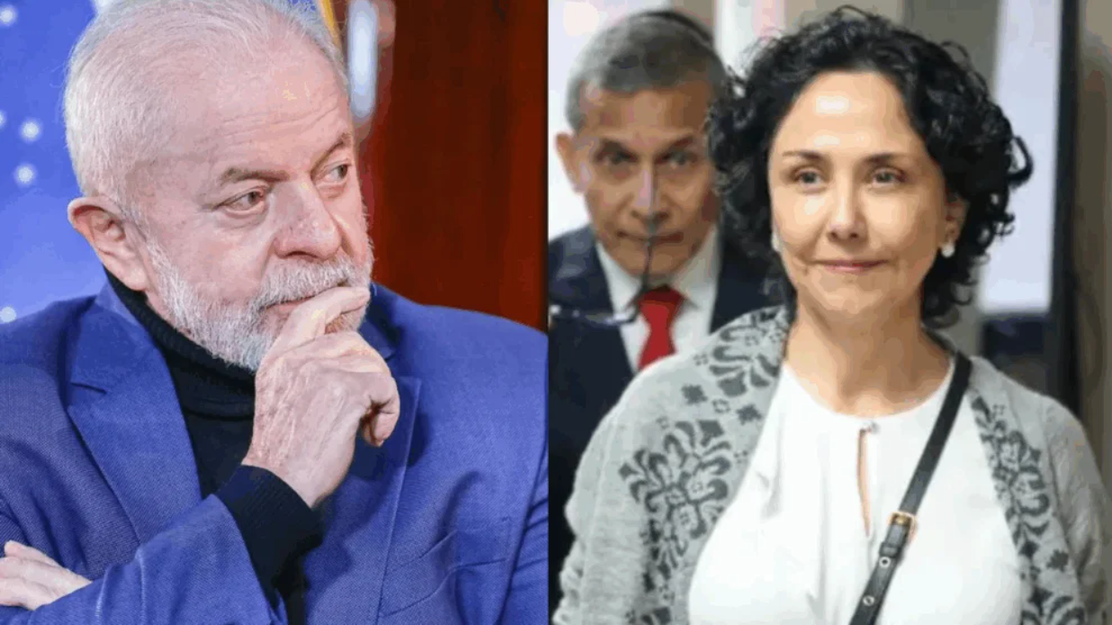 Do lado esquerdo, Lula, e, do direito, a ex-primeira dama corrupta do Peru, Nadine Heredia.