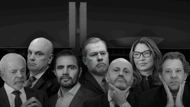 Vários personagens malignos da restrospectiva política de 2025, entre eles, Lula, Janja e Alexandre de Moraes.