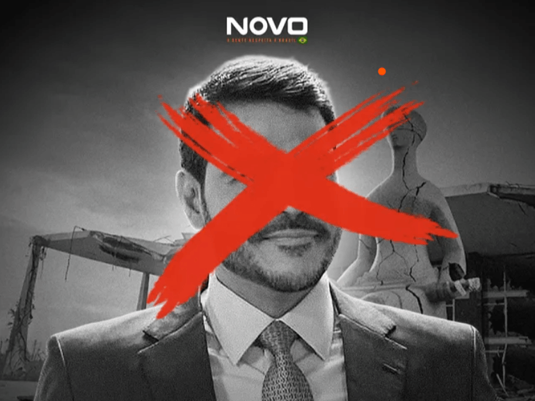 Imagem da matéria “Indicação de Messias ao STF É Rejeitada: Derrota de Lula, Vitória do Brasil” mostra Jorge Messias com um “X” no rosto.