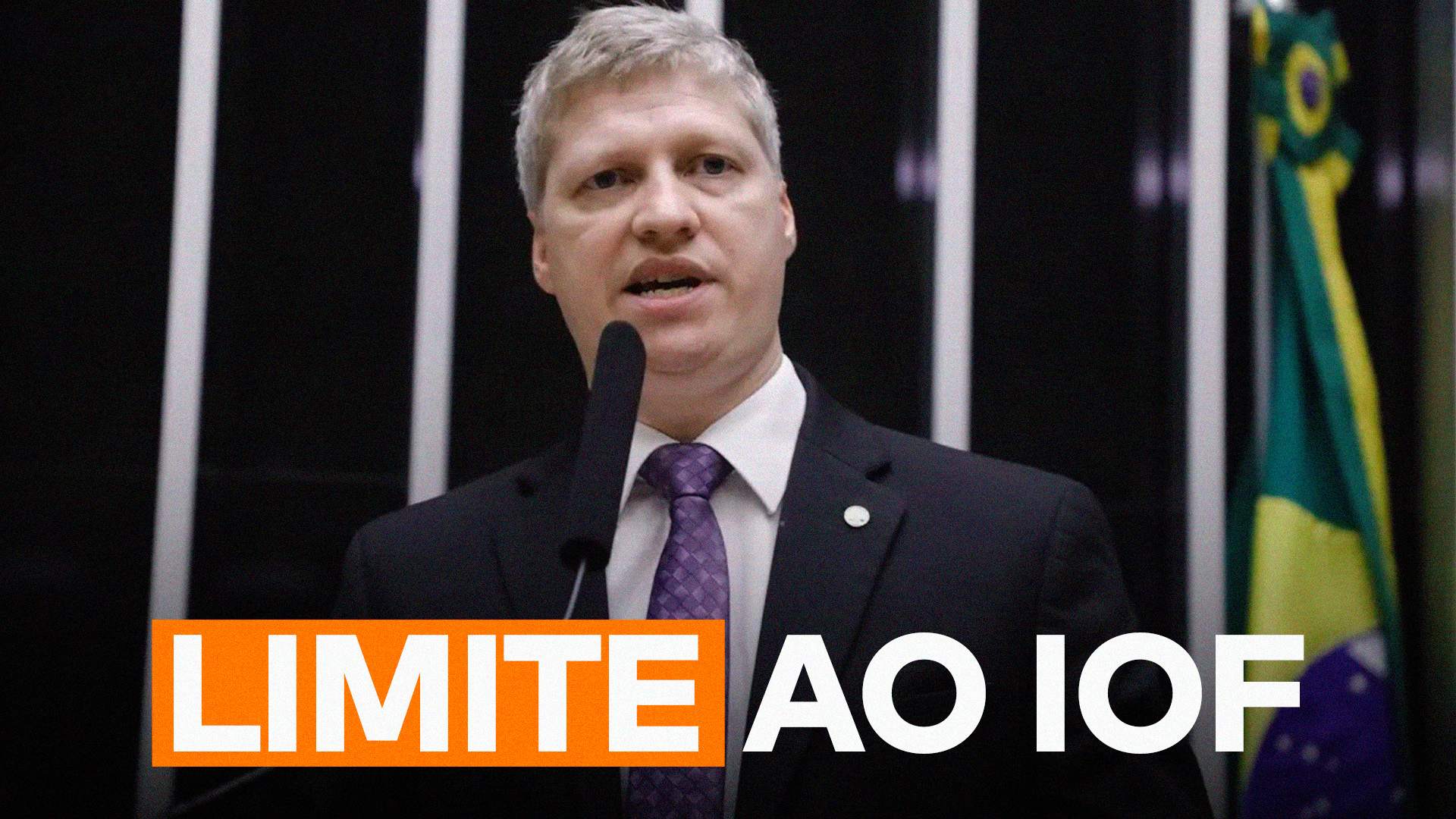 Na matéria sobre o projeto de Marcel van Hattem para limitar aumentos do IOF, Marcel aparece acima da frase “limite ao IOF”.