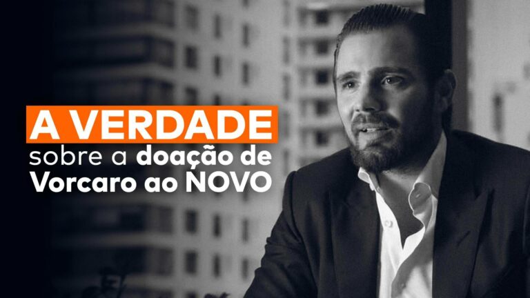 Daniel Vorcaro, dono do Banco Master, aparece ao lado da frase “A verdade sobre a doação de Vorcaro ao Partido Novo”.