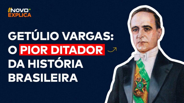Ditadura de Getúlio Vargas: arte mostrando o ditador e a frase "o pior ditador da história brasileira".