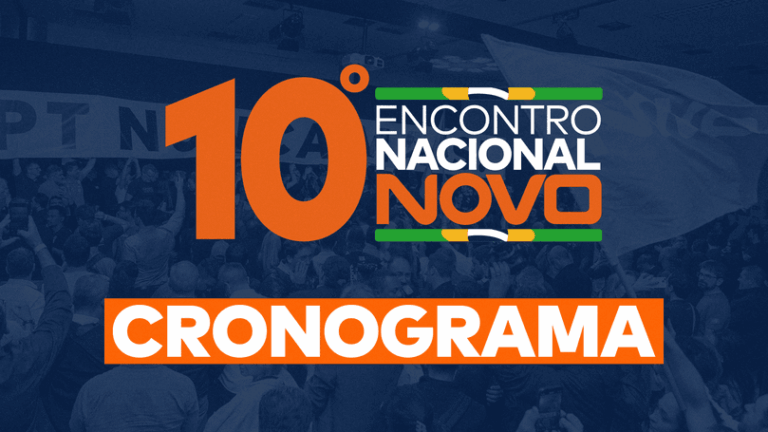 Encontro Nacional do Partido Novo: imagem com logo do evento e a frase “Cronograma”.