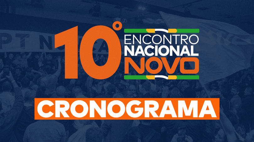 Encontro Nacional do Partido Novo: imagem com logo do evento e a frase “Cronograma”.
