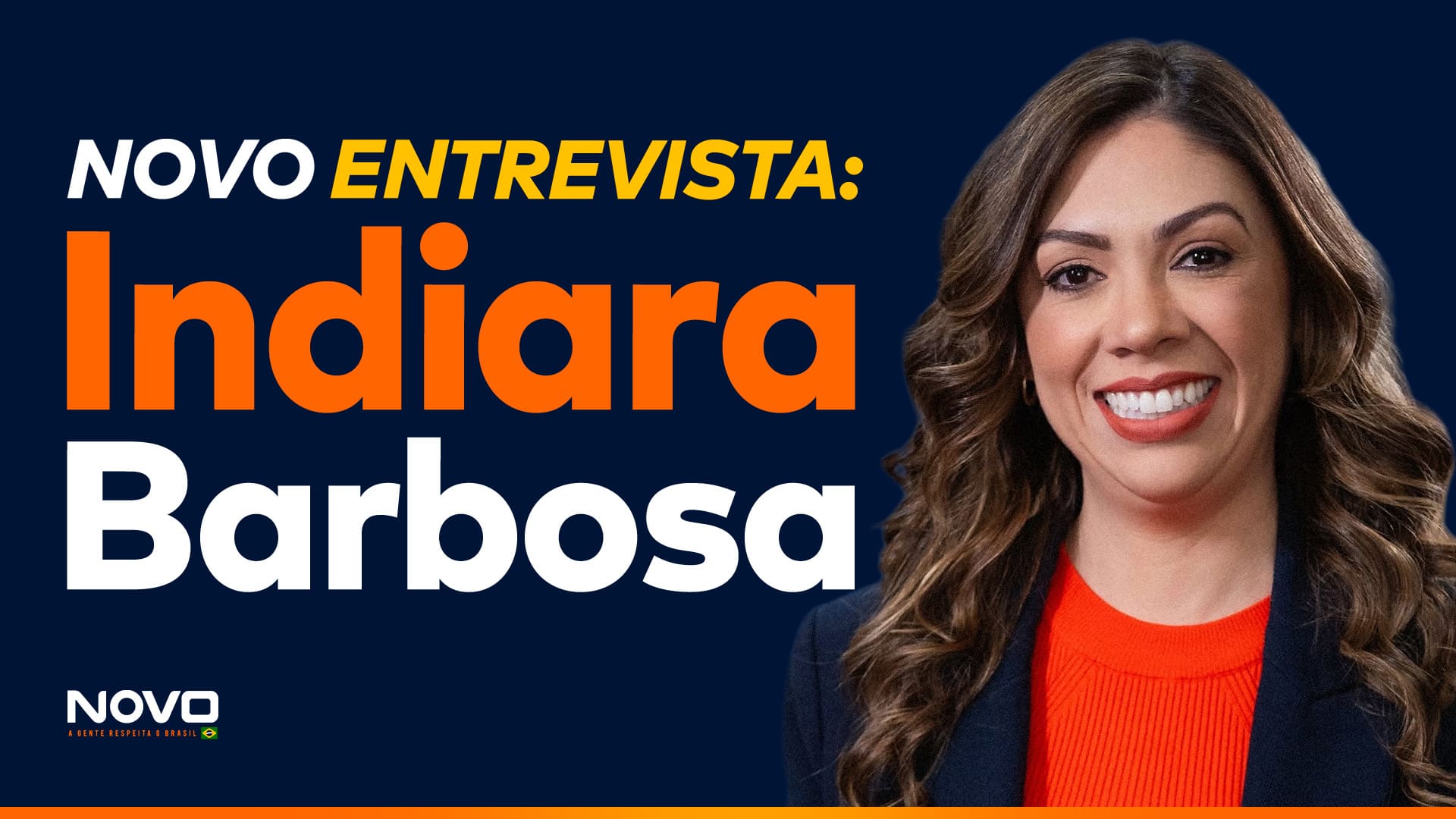 A imagem mostra a frase “NOVO Entrevista: Indiara Barbosa” ao lado da foto da candidata a deputada federal pelo PR, Indiara Barbosa.