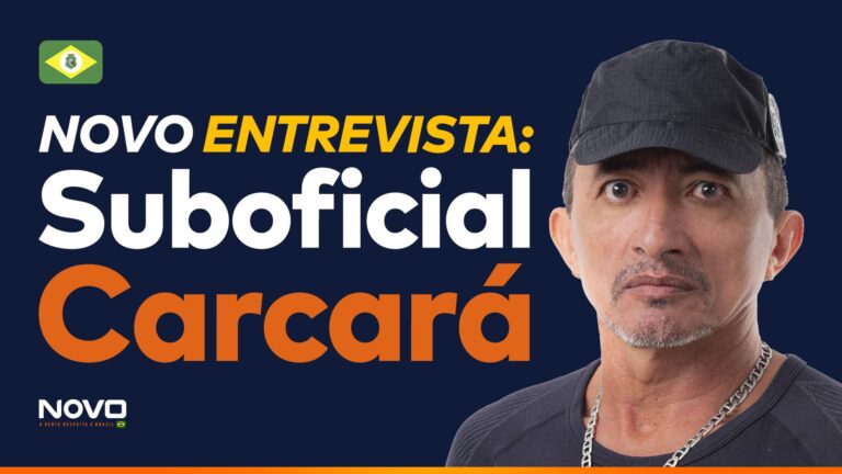 A imagem mostra a frase “NOVO Entrevista - Suboficial Carcará” e uma foto do candidato a deputado federal pelo Ceará, Suboficial Carcará.